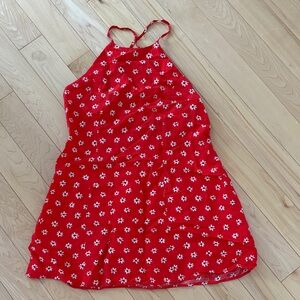Zara Red Dress with White Floral Design